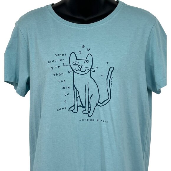 Life Is Good Womens Crusher Tee Love Of A Cat Blue Size Medium M NWT New - Picture 2 of 8